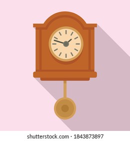 Grandfather pendulum clock icon. Flat illustration of grandfather pendulum clock vector icon for web design