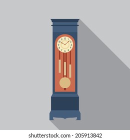 Grandfather Pendulum Clock Vector Illustration