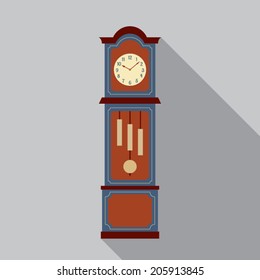 Grandfather Pendulum Clock Vector Illustration