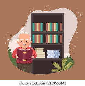 grandfather reading book continuing education