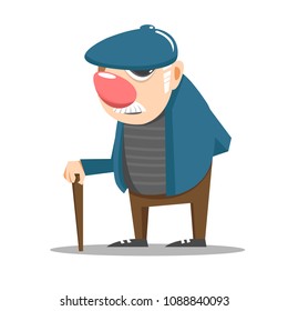 Grandfather with Red Nose and His Blue Jacket.