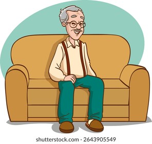 Grandfather are relaxing on their sofa vector