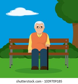 Grandfather seated on wooden chair