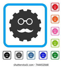 Grandfather Smiley Gear icon. Flat grey iconic symbol in a blue rounded square. Black, gray, green, blue, red, orange color variants of Grandfather Smiley Gear vector.