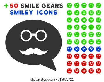 Grandfather Smiley Message icon with bonus facial pictures. Vector illustration style is flat iconic elements for web design, app user interfaces.