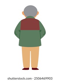 grandfather standing alone back view isolated