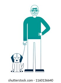 grandfather standing with her dog