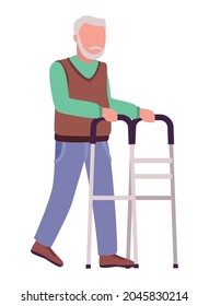 abuelo con icono aislado de walker