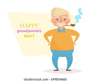 Grandfather. Vector. Cartoon. Isolated art on white background. Flat. Grandparents day.