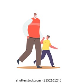 Grandfather Walk with Grandchild Isolated on White Background. Happy Family Characters Grandpa with Boy Spend Time Together, Walking, Holding Hands and Communicate. Cartoon People Vector Illustration