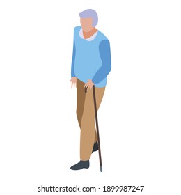 Grandfather walking stick icon. Isometric of grandfather walking stick vector icon for web design isolated on white background