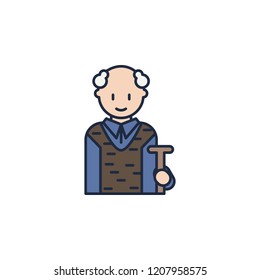grandfather in work cartoon icon. Element of family icon for mobile concept and web apps. Cartoon grandfather in work icon can be used for web and mobile