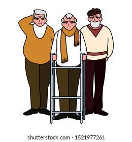 Grandfathers cartoons design, Old person grandparents man avatar senior and adult theme Vector illustration