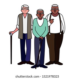 Grandfathers cartoons design, Old person grandparents man avatar senior and adult theme Vector illustration