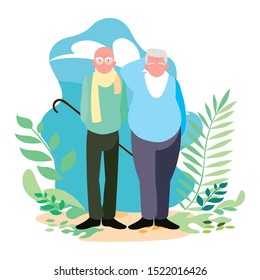 Grandfathers cartoons design, Old person grandparents man avatar senior and adult theme Vector illustration