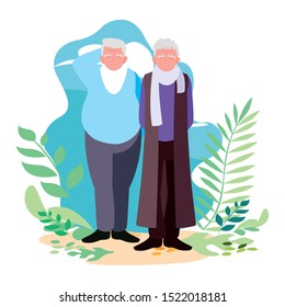 Grandfathers cartoons design, Old person grandparents man avatar senior and adult theme Vector illustration