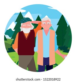 Grandfathers cartoons design, Old person grandparents man avatar senior and adult theme Vector illustration