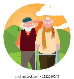 Grandfathers cartoons design, Old person grandparents man avatar senior and adult theme Vector illustration