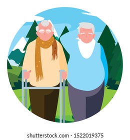 Grandfathers cartoons design, Old person grandparents man avatar senior and adult theme Vector illustration