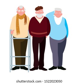 Grandfathers cartoons design, Old person grandparents man avatar senior and adult theme Vector illustration
