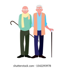 Grandfathers cartoons design, Old person grandparents man avatar senior and adult theme Vector illustration