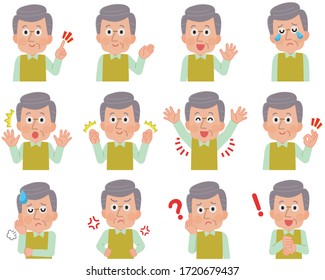 Grandfather's 
Facial expression illustration set