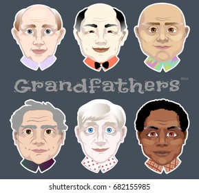 Grandfathers. Vector stickers