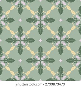 Grandioso y elegante Vector de patrón sin fisuras con delicado color verde suave rosa amarillo. La elegancia florece el estilo victoriano de las flores dulces de la primavera con la repetición detallada para la decoración, azulejos, moda