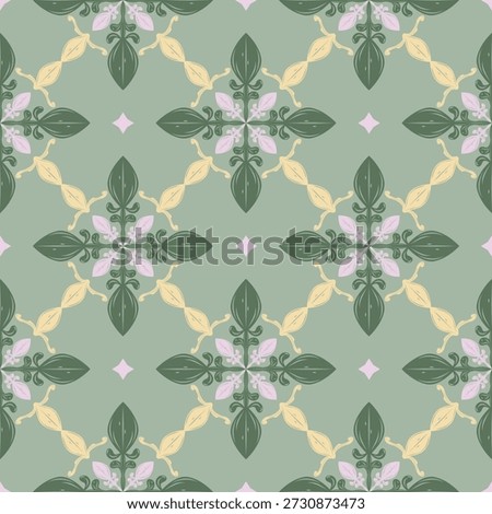 Grandiose and Graceful Seamless Pattern Vector with Delicate Gentle Green Pink Yellow Color. Elegance Flourish Sweet Spring Florals Victorian Style with Repeat Detailed for Decoration, Tiles, Fashion