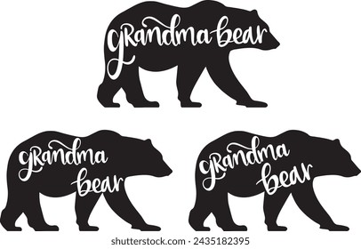 Grandma bear, bear cut file, bear family vector illustration file