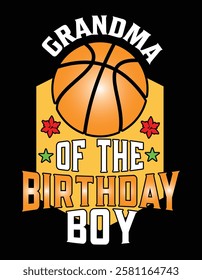 Grandma Of The Birthday Boy Basketball Theme