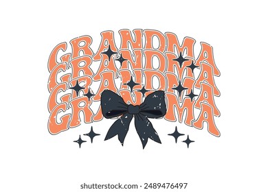 Grandma Black Bow Fall Coquette Halloween T shirt Design