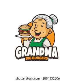 Grandma burger mascot logo design