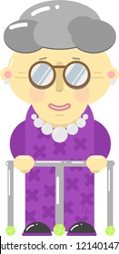 Grandma Character Old Woman Flat Design Vector Illustration