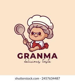 Logotipo del chef de la abuela para el logotipo de la panadería