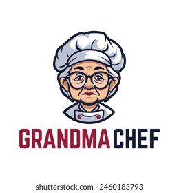 grandma chef logo mascot illustration