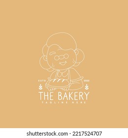 Grandma chef mascot logo for bakery, restaurant and homemade culinary logo