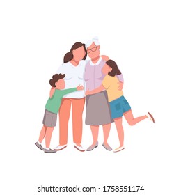 Grandma with children flat color vector faceless characters. Grandmother with daughter and grandkids. Happy family isolated cartoon illustration for web graphic design and animation