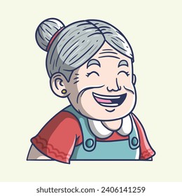 Grandma cooking or granny cartoon mascot character illustration. Hand drawn vector illustration.