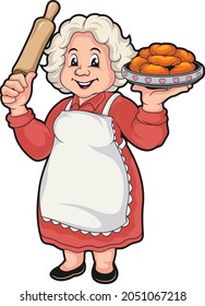 GRANDMA COOKING VECTOR ART DESIGN