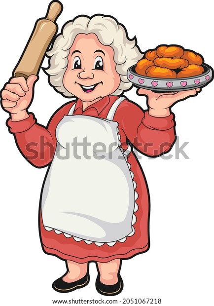 Grandma Cooking Vector Art Design Stock Vector Royalty Free 2051067218 Shutterstock 9705