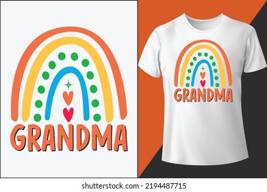 Grandma Cute Rainbow Tshirt Design