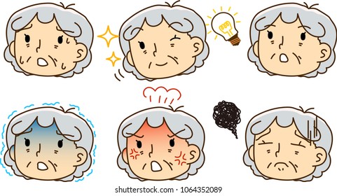 Grandma Facial expressions set