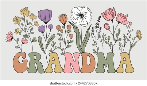 GRANDMA FLOWERS ART FASHION TSHERT