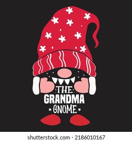 The Grandma Gnome Christmas Svg T-Shirt Design