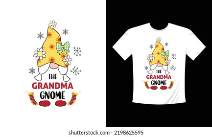 the grandma gnome Christmas t shirt design free vector svg design template , background