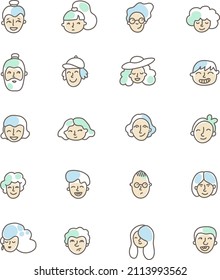 Grandma and grandpa avatars, illustration, vector on a white background.