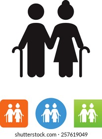 Grandma and Grandpa / Elderly man and woman holding canes icon