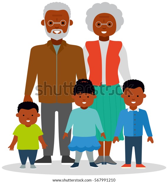 Grandma Grandpa Grandkids Girl Two Boys Stock Vector (Royalty Free ...