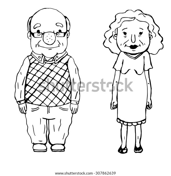 Vector de stock (libre de regalías) sobre Grandma Grandpa Sketch307862639